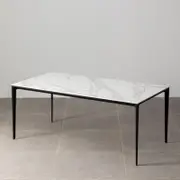 Minimalist Dining Table 1.8 m Premium Porcelain Calacatta Oro/ Black