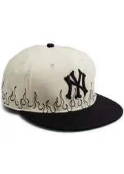 Loso Nyc NY Bones Sashiko Twill cap - Cream S7 5/8