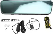 Rear View Mirror Dash Cam 9.66in 2.5D Curved 170 Deg Wide Angle Front Rear Camera for Car Backup Assist, Plastic, Dual Dash Cam, Reversing Image