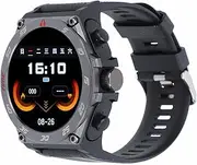 Smart Watch with Bluetooth Calling & Offline Payment, 2-in-1 Round Sports Watch for Outdoor, Long Standby Music Watch Compatible with Earbuds, Black