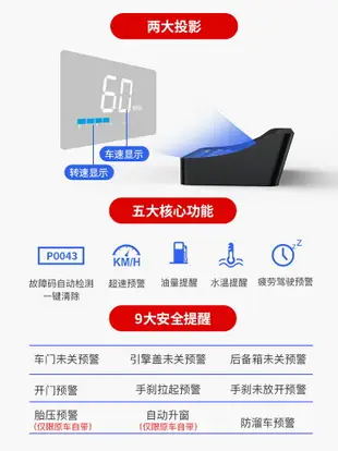 汽車抬頭顯示器hud車載抬頭語音多功能obd車速通用智能高清投影儀