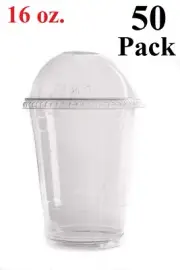 [ 50 Pack ] Cups, Iced Coffee Go Cups and Dome Lids 16 oz.