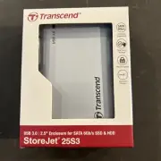 Transcend 2.5” SATA III SSD/HDD Enclosure USB 3.1 Gen 1 TS0GSJ25S3 2.5" SSD/HDD