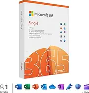 Microsoft 365 Single | 12 Months, 1 User | Word, Excel, PowerPoint | 1TB OneDrive Cloud Storage | PCs/Macs & Mobile Devices | Box