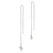 Allsaints Earrings Threader Star Moon dangle Silver Celestial dainty All Saints