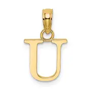 14K Yellow Gold Polished Block Letter U Initial Pendant