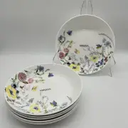 New Mikasa Jolie Set of 6 Pasta Bowls 8.5" Bone China Multi Flower MIKASA Plates