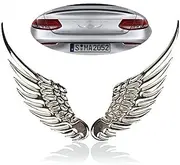 jeseny 2 PCS Car 3D Angel Wings Badges Decals, Car Big Wings Metal Stereo Sticker, 4.9In Safety Warning Anti-Collision Reflective Decorative Stickers, Car/Motorcycle Universal Accessories (Silver)