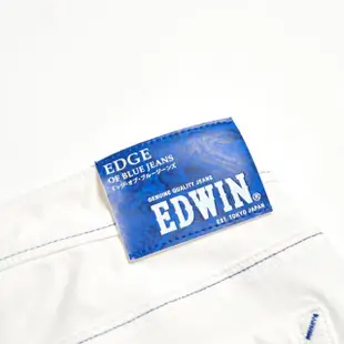 【EDWIN】男裝 加大碼 EDGE JERSEYS 迦績合身牛仔短褲(白色)