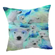 Winter Aurora Art Day Dream Polar Bears Cushion Cover