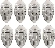 EMSea 8Pcs Box Case Latch Hasp, Retro Style Metal Duckbilled Box Lock Toggle Cabinet Catch (Silver)