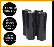 Black Stretch Film Pallet Carton Shrink Wrap Hand Use Roll 500mm x 400m MELB