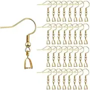 50PCS Earring Hooks with Pinch Bails Clasp for DIY Earring Making (Gold)