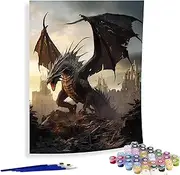 Diymood Paint by Numbers for Adults Dragon, DIY Oil Painting Mythological Acrylic Paint by Number Kits for Adults Beginner for Home Wall Decor 16x20 inch