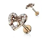 Piercing Labret Ear Heart And Ribbon Rose