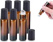 DACUAN 20Pcs 10 ml Essential Oil Glass Roller Bottles With Roller Balls and Lids, Leak Proof Roll Bottles For Aromatherapy Facial Body Care, Travel Perfume Essential Oil (tawny）