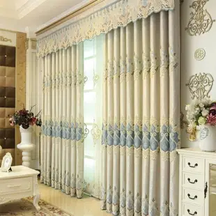 新款刺繡奢華大氣歐式客廳窗簾成品簡約現代遮光臥室落地窗簾紗簾 果果輕時尚