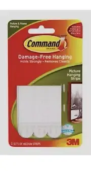 3M Command Picture Hanging Strips Fasteners 3 Sets Medium Holds 3 lbs 17201-ES