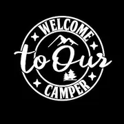 Welcome to Our Camper Stickers - Caravan Accessories - Waterproof Decal - Suitcase Stickers - Caravan Gifts - Van Stickers - Motorhome Accessories - Car Decals (White, 33.5cm x 29cm)