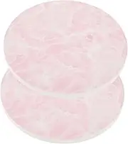 GARVALON 2pcs Ceramic Coaster Absorbent Marble Car Coasters Insulated Coaster Absorbent Auto Cup Mat Universal Car Cup Coaster Abstract Marble Coaster Marble Car Cup Coasters Pink Wooden