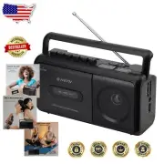 Rechargeable Portable Boombox Cassette Player with Stereo Output & Recorder