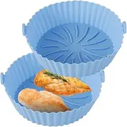 2-Pack Silicone Air Fryer Liner - Reusable Air Fryer Silicone Basket Heat Resistant Easy Cleaning, Food Safe Air Fryers Oven Accessories(Blue)