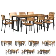 Outdoor Dining Set Dining Table and Chairs Solid Wood Acacia and Steel vidaXL