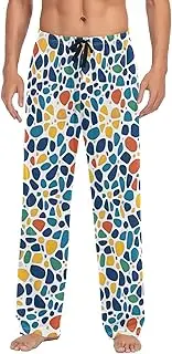 [WOIWB] Men’s Pajama Pants Colorful Pattern Lounge Pants with Pockets Drawstring Elastic Band S
