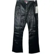 Urban Outfitters Sz 0 Black Faux Leather Bootcut Pants Snakeskin Print
