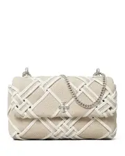 Tory Burch Mini Kira Woven Canvas Flap Bag