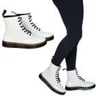 Dr Martens womens Zavala combat boots white patent leather lace up classic