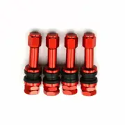 FLUSH MOUNT RED ALUMINUM TIRE VALVE STEMS HIGH PRESSURE BOLT IN 4 PIECES