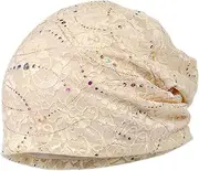 [TOGEVAL] Wrap Bonnet Extensible Lace Headband Caps Straw Hats for Women Beanie Hair Covers Fedora Hats for Women Fashion Wallaroo Skull Cap Sequin Hats for Chemo Women Bouffant Wig Pink
