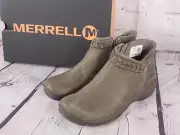 Merrell - Leather Slip-On Ankle Boots - Encore Braided - Olive Green - Size 6 M