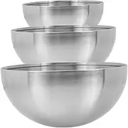LIGIGWASH 3Pcs Stainless Steel Salad Bowls Mixing Bowls for Noodles Soup Salad Versatile Kitchen Food Storage Containers Lightweight Easy to Clean