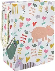 Cloth Baskets for Storage Funny Giraffe Elephant Zebra Hippo Koala And Flowers Collapsible Storage Basket with Handles Hampers for Toys Clothing Organization