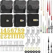 Swpeet 6Pcs 3 Sizes 13mm/20mm/28mm Clock Movement Mechanism Kit, 6 Clock Movements, 6 Different Pairs of Hands, 6 Sets Mounting Hardware, 2 Set Clock Numerals for DIY Clock