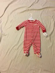 CARTERS: Unisex, "Santa's Helper" Velour Snap Front 1Piece Sleep/Play Outfit: 3m