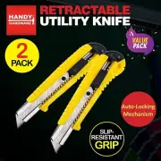 Handy Hardware Utility Knife 2Pk Retractable Lock Non-Slip Grip