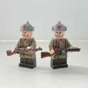 2 Pack! Brickmania Soviet Union Russian Soldier Custom Printed LEGO Minifigures