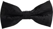 [HISUNBEN] Men's Solid Color Pre-tied Bow Tie Adjustable Tuxedo Two Layer Bow Tie with Gift Box-Black-02