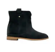Cole Haan Black Suede Booties Bootie Sz 7.5 NIB Flat Ankle Boots $200