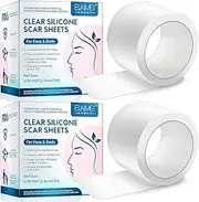 Silicone Scar Sheets (2pcs 2.5 x 150cm Roll), Professional Scar Removal Sheets, Silicone Scar Tape Strips Roll, for Face & Body, for C-Section, Surgery, Burn, Keloid, Acne