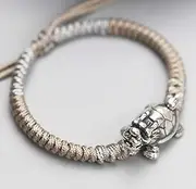 [QSAENHA] Feng Shui Wealth Bracelet Dragon Tibetan 999 Pure Silver Bracelet Chinese Antique Style Auspicious Lucky Charm Bangle Prosperity for Money Good Luck Longevity/1958