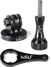 HSU Aluminium Tripod Mount Adapter with Screw for GoPro Session, GoPro Hero, GoPro Max, DJI Osmo Action Cameras (Black)