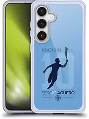 Head Case Designs Officially Licensed Manchester City Man City FC King Kun Sky Sergio AGERO 10 Years Gel Case [Military Grade Protection] Compatible with Samsung Galaxy S24 5G