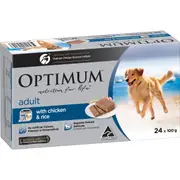 Optimum Adult Wet Dog Food with Chicken & Rice Trays 100g x 24 pack