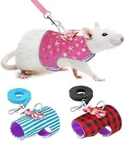 Small Pet Outdoor Walking Harness Vest and Leash Set with Cute Bowknot Decor Chest Strap Harness for Rat Pet Ferret Hamster Squirrel Clothes Accessory, Red Plaid