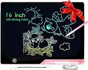 LCD Writing Tablet for Kids, 16 Inch USB Rechargeable Doodle Board Drawing Tablet for Kids, Reusable Electronic Drawing Pads Educational Toys for Boys Girls, Pink