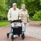 Costway Height Adjustable and Foldable Rollator Walker with Storage Bag-Blue